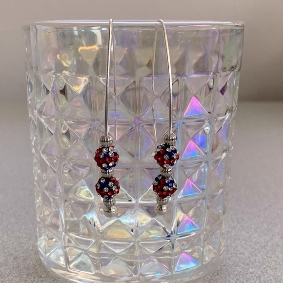 Red, White and Blue Dangle Earrings - Picture 2 of 2
